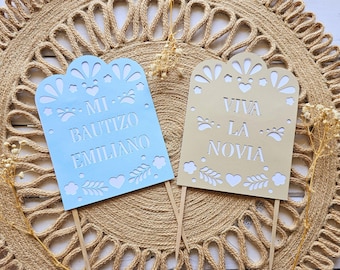 Mi Cielito Lindo Papel Picado Fiesta Mexican Decoration Theme/ Final Fiesta Bachelorette/Viva la Novia Cake Topper/ Mi Bautizo Charro