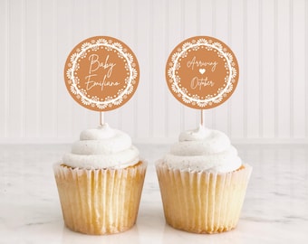 Cielito Lindo Baby Shower, Fiesta decor theme cupcake toppers, Wedding, Baptism, Neutral Mexican Gender Reveal, Talavera Aesthetic