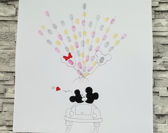 "Disney theme" Mickey and Minnie print canvas, wedding, baptism, birthday, baby shower, 1 inker of your choice offered with the canvas