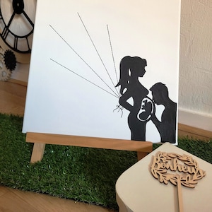 Baby shower fingerprint canvas, gender reveal, baby shower, mom, dad, baby, couple, 1 ink pad of your choice offered with the canvas