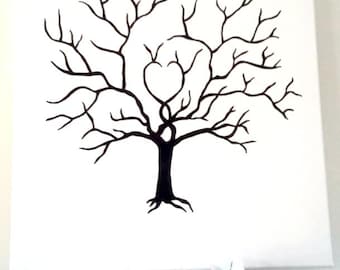 Fingerprint tree, guest book "The Tree of Love" Entirely hand-painted.
