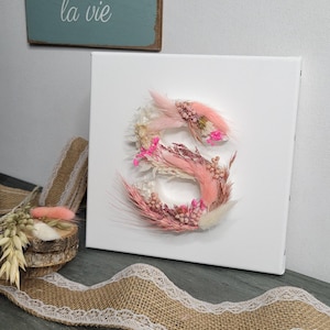 Carta de flores personalizada sobre lienzo, Carta de flores secas y conservadas, decoración