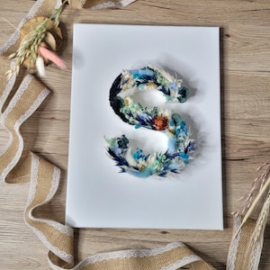 Carta de flores personalizada sobre lienzo, Carta de flores secas y conservadas, decoración