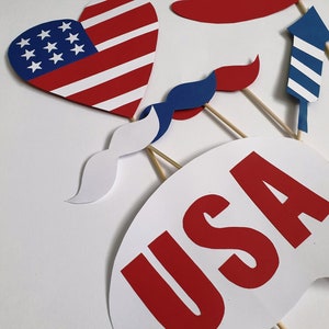 Photobooth accessories x 18 USA theme, United States, United States flag, birthday, wedding, retirement, travel, United States photo booth