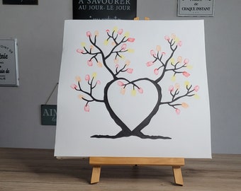 livre d'or, arbre à empreintes " Memories ", mariage, anniversaire, toile sur châssis, un encreur au choix offert avec la toile