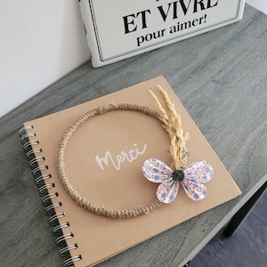 Livre d'or kraft " Vivre pour aimer " avec fleurs séchées