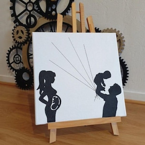 Baby shower fingerprint canvas guest book, gender reveal, birth, mom, dad, baby...