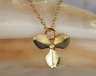 Gold Single Orchid Flower Necklace