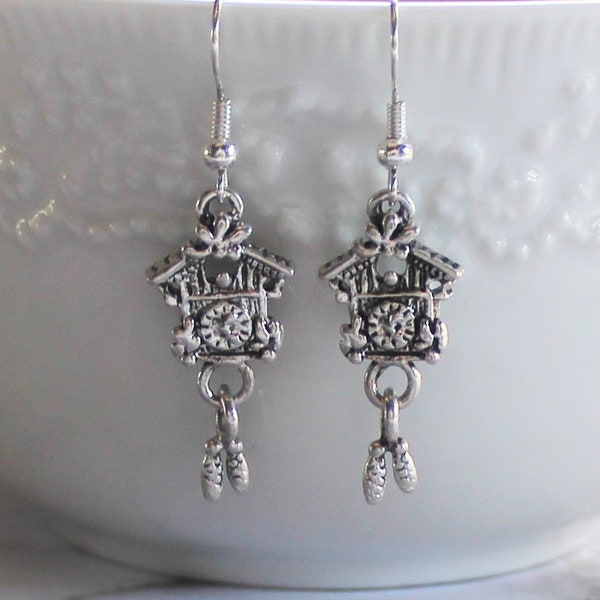 Antique Silver Cuckoo Clock Earrings