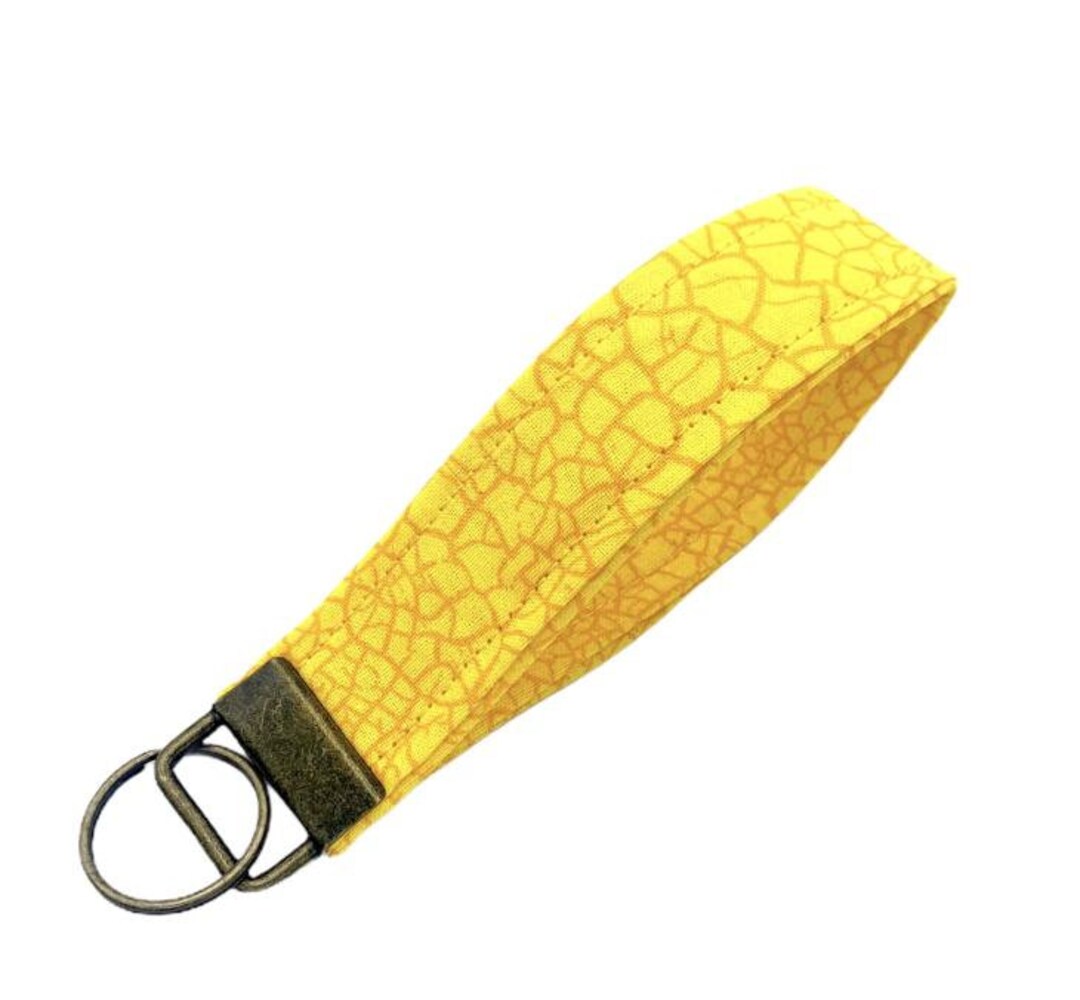Yellow Keychain Wristlet Key Fob / Preppy Keychain Cute Wrist Etsy