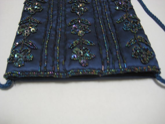Vintage 80's Beaded and Sequins Navy Blue Shoulde… - image 3