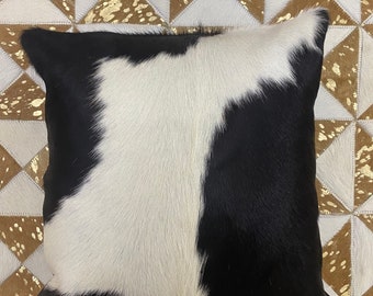 100 % Natural Cowhide Luxurious Hair On Cushion/ Pillow Cover cowhide Cushion Cover, Smooth and Shiny, Cowhide Pillow, - Black & White