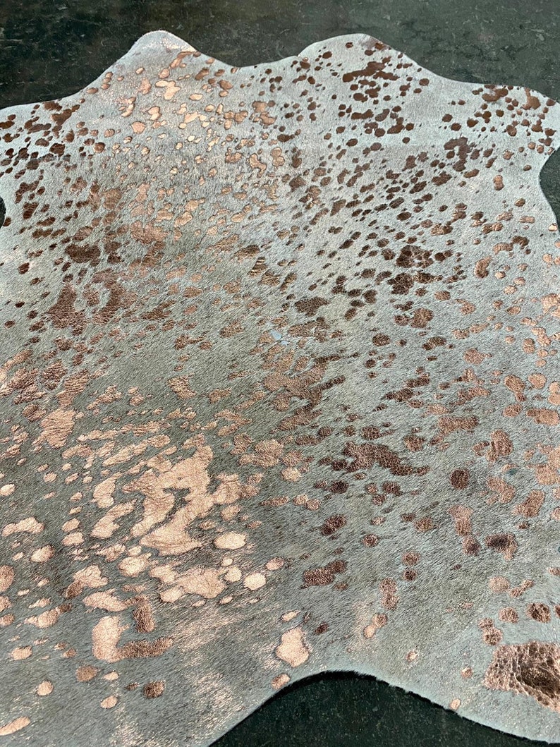 100 Real Metallic Acid Wash Hair on Cowhide Rug Natural Size Etsy