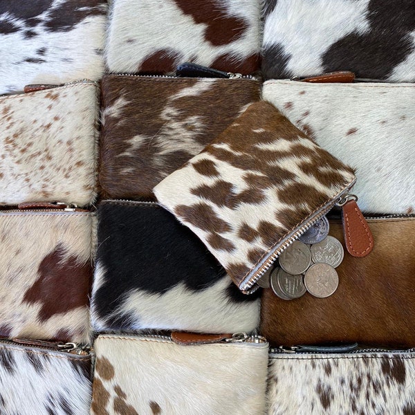 100 % Real Cowhide Coin Wallet- Credit Card Holder- Change Purse- Chapstick Wallet- Perfect For Gifts- Mothersday Gift- Gifts For Her