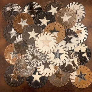 100% Real Brazilian Cowhide Leather Star Coasters With Lacing