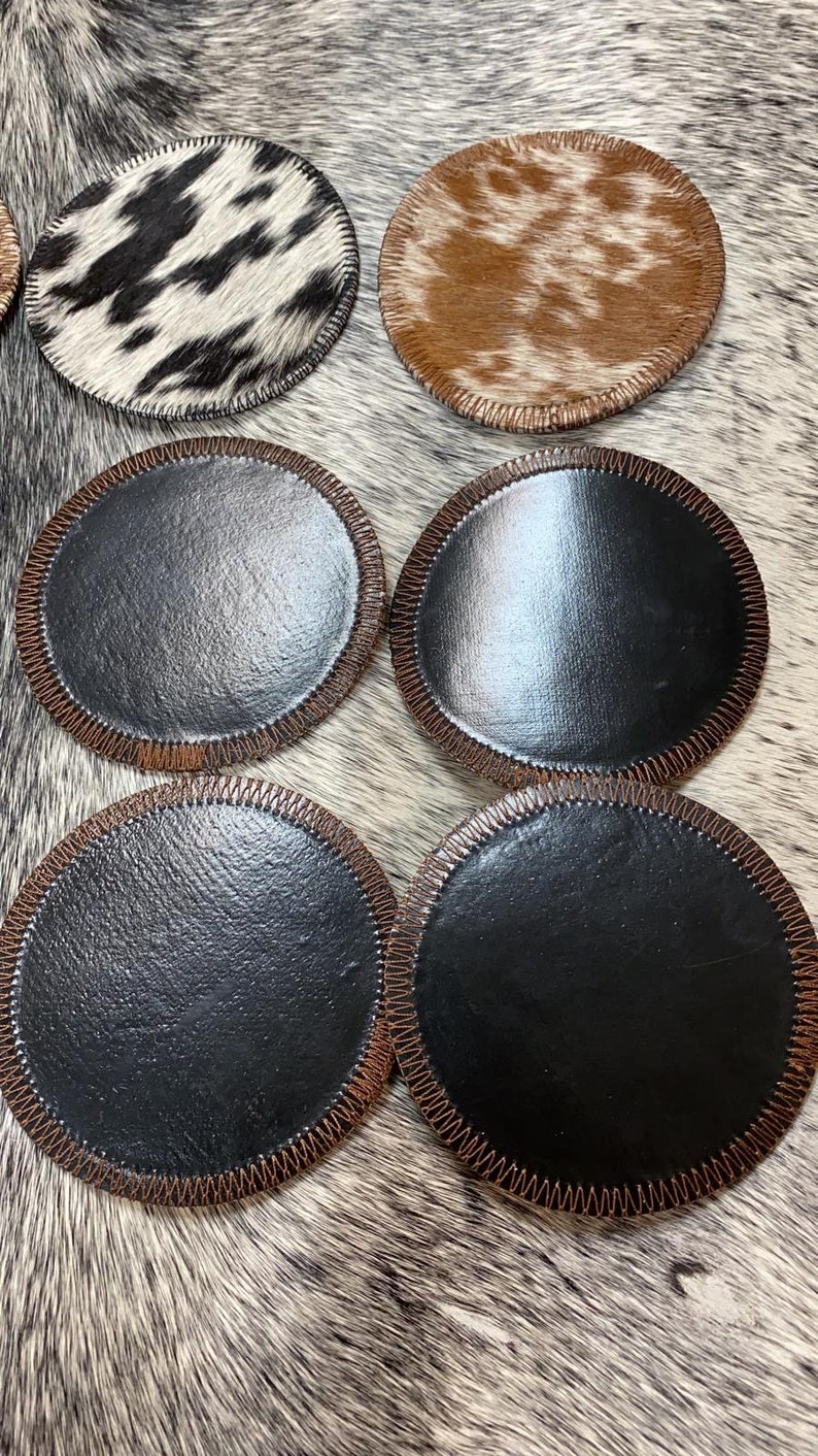 100% Real Brazilian Cowhide Leather Coasters image 4