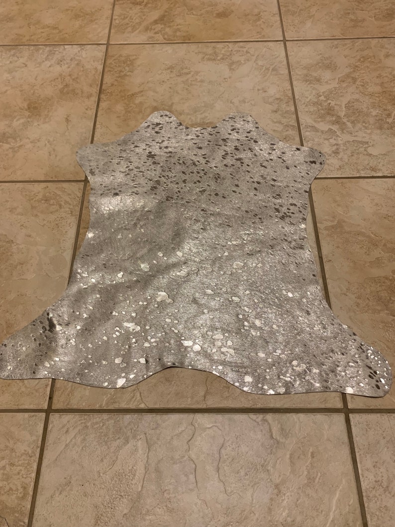 100 Real Metallic Acid Wash Hair on Cowhide Rug Natural Size Etsy