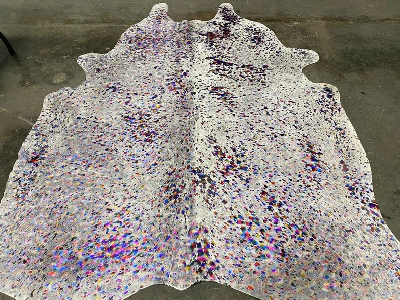 Acid Washed Rainbow Brazilian Cowhide Rug Size: 6x8 Multi Color Rug ...