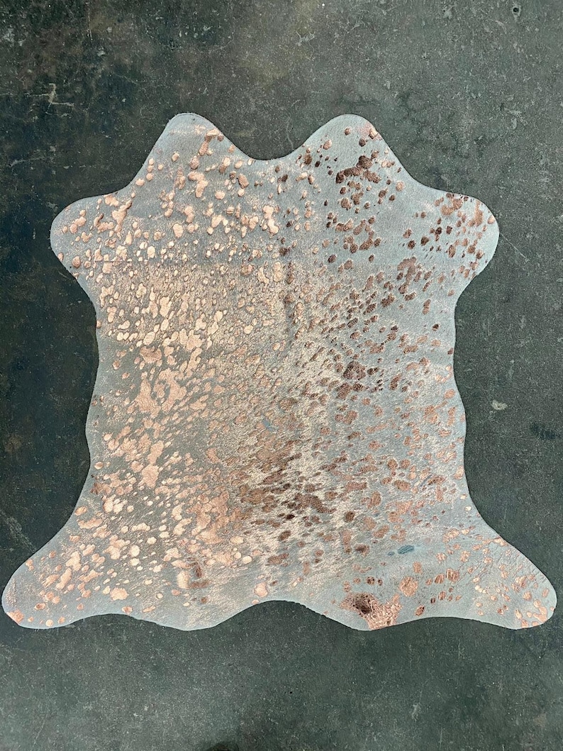 100 Real Metallic Acid Wash Hair on Cowhide Rug Natural Size Etsy