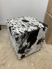 100% Brazilian Genuine Cowhide Square Pouf Ottomon Foot Stool- Dark Brown salt and pepper 