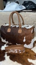 100 % BRAZILIAN Leather Cowhide Holdall / Duffel -  Natural Fur - Weekend/Overnight Bag Cow Pony Stylish Bag- cowhide bags 