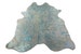 100 % Real Metallic acid wash hair on cowhide Rug Natural Size Range from 2-3Ft- Turquoise 