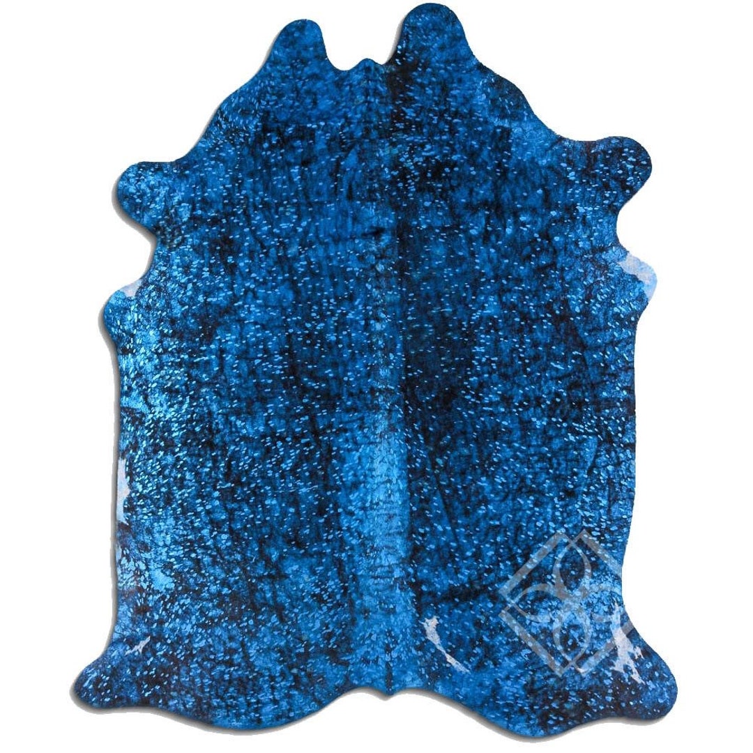 100 Real Brazilian Cowhide Fur Rug Acid Wash Blue Cowhide Etsy