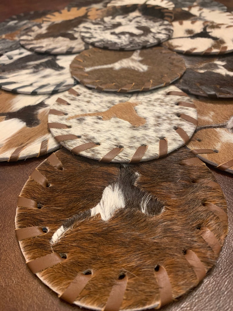 100 Real Brazilian Cowhide Leather Long Horn Coasters With Etsy