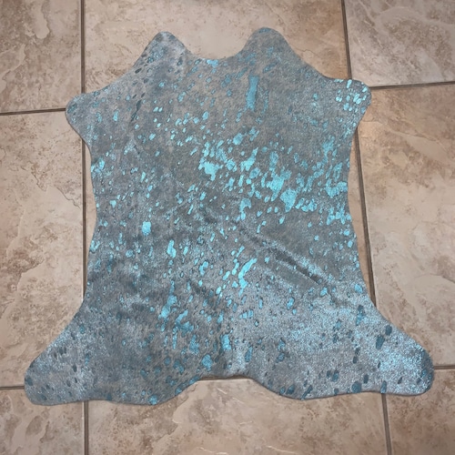 100 Real Metallic Acid Wash Hair on Cowhide Rug Natural Size Etsy
