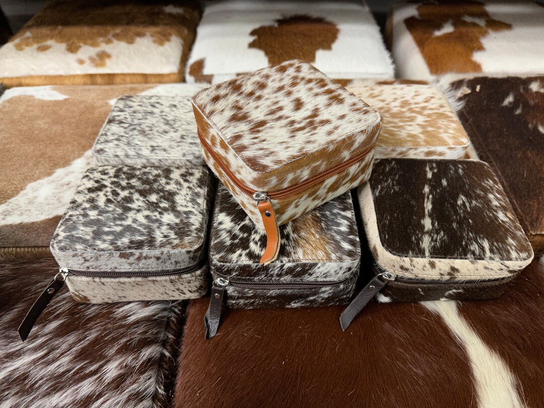 100 COWHIDE JEWELRY BOX Jewelry Storage Box Travel Case Etsy