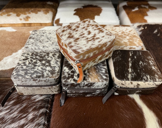 100 COWHIDE JEWELRY BOX Jewelry Storage Box Travel Case Gift Idea