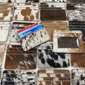 Cartera para tarjetas de crédito de piel de vaca 100 % auténtica - Tarjetero - Ideal para regalar - Regalo del Día de la Madre - Regalos para ella y para él - Unisex