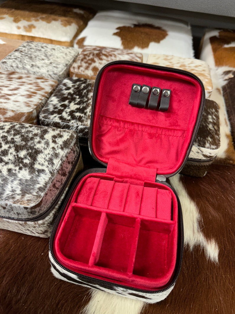 100 COWHIDE JEWELRY BOX Jewelry Storage Box Travel Case Etsy