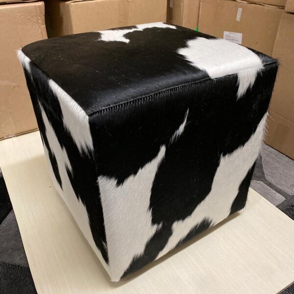 Round Cowhide Stool Etsy