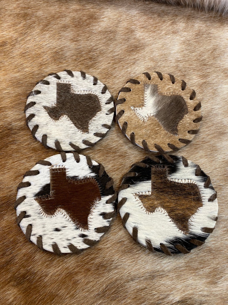 100 Real Brazilian Cowhide Leather Texas Map Coasters With Etsy