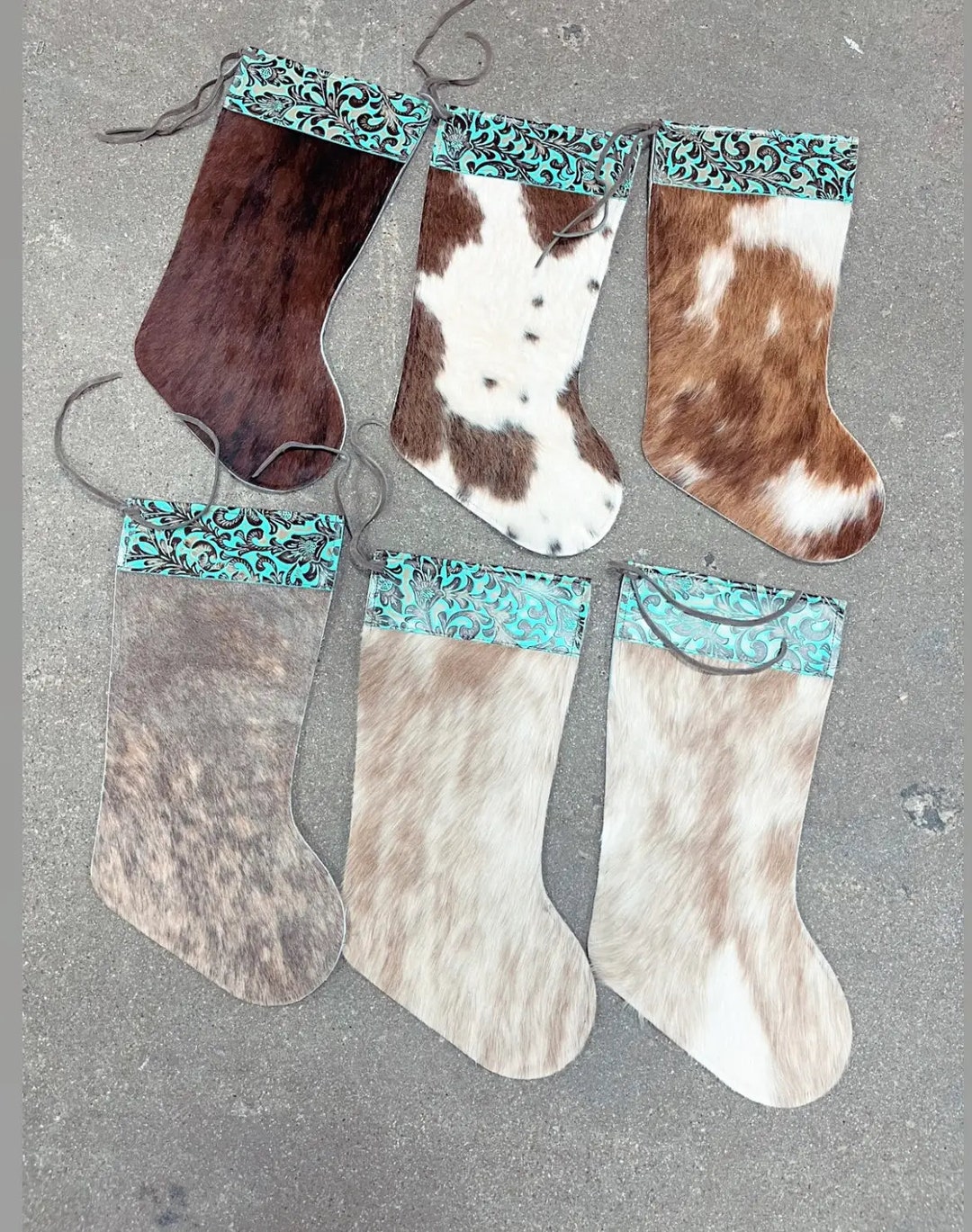 100 Turquoise Cowhide Christmas Stockings Leather Western Etsy