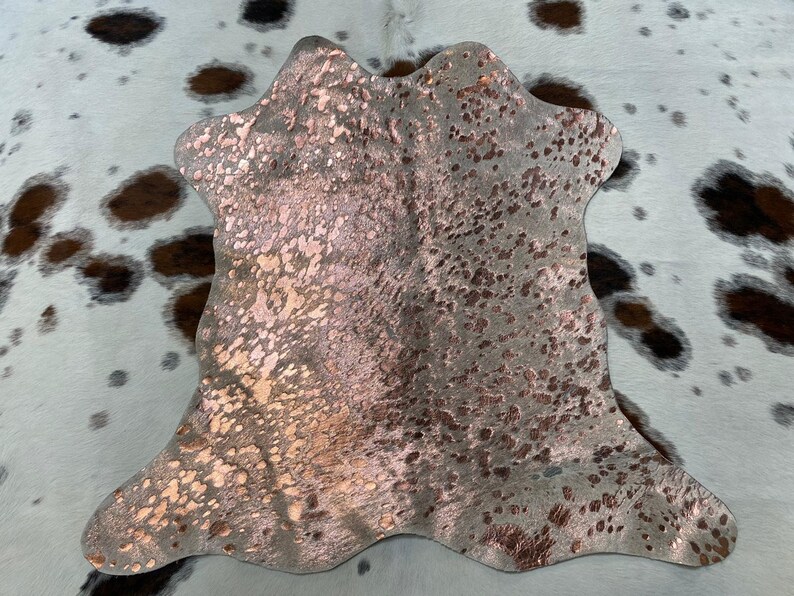 100 Real Metallic Acid Wash Hair on Cowhide Rug Natural Size Etsy