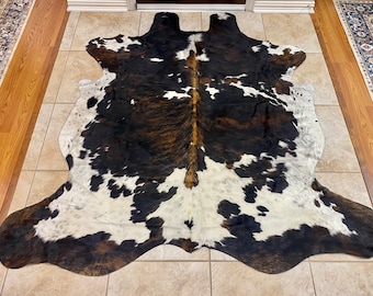 Cowhide Rug Exotic Brown and white real Hair on Cow Hide Area Rugs 10 sqft 3x3 