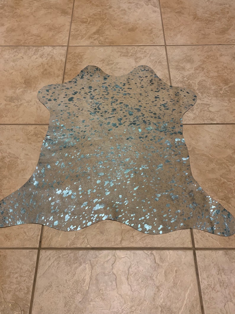 100 Real Metallic Acid Wash Hair on Cowhide Rug Natural Size Etsy