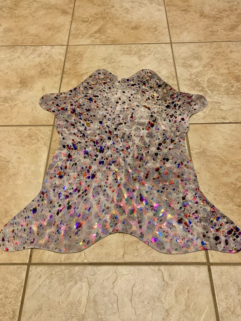 100 Real Metallic Acid Wash Hair on Cowhide Rug Natural Size Etsy