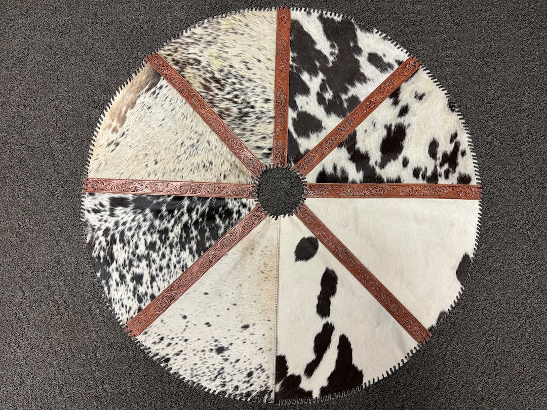 100 Cowhide Christmas Tree Skirt Western Decor Decorations Etsy