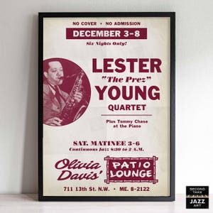 Lester Young jazz poster - Live in Washington, DC - 1956