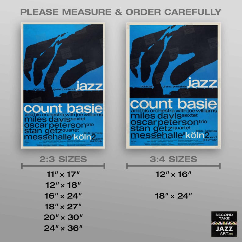 Count Basie - Miles Davis - Oscar Peterson - Stan Getz jazz poster - Köln, Germany - 1960 imagen 3