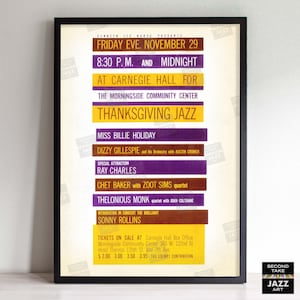 Thelonious Monk - John Coltrane - Billie Holiday jazz poster - Carnegie Hall - 1957