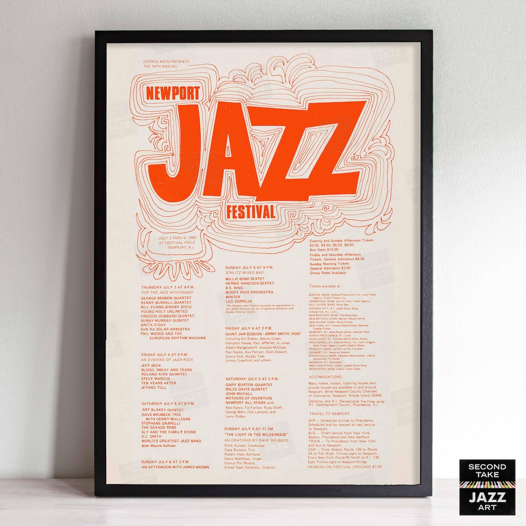 1969 Newport Jazz Festival Jazz Poster - Rhode Island - Etsy