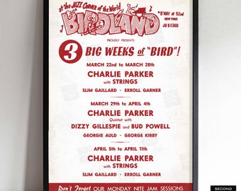 Charlie Parker - Dizzy Gillespie jazz poster - Birdland - 1951