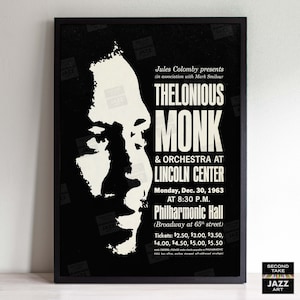 Thelonious Monk jazz poster - Big Band and Quartet - Lincoln Center - NYC - 1963
