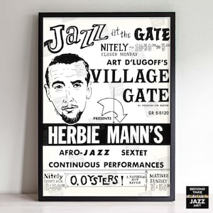 Herbie Mann jazz poster - Comin' Home Baby - Village Gate - 1961