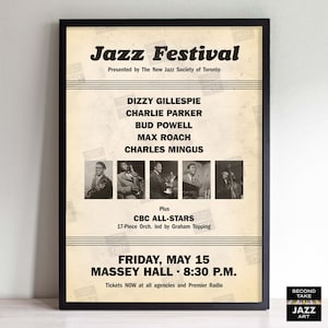 Póster de jazz de Charlie Parker y Dizzy Gillespie - Jazz en Massey Hall - 1953