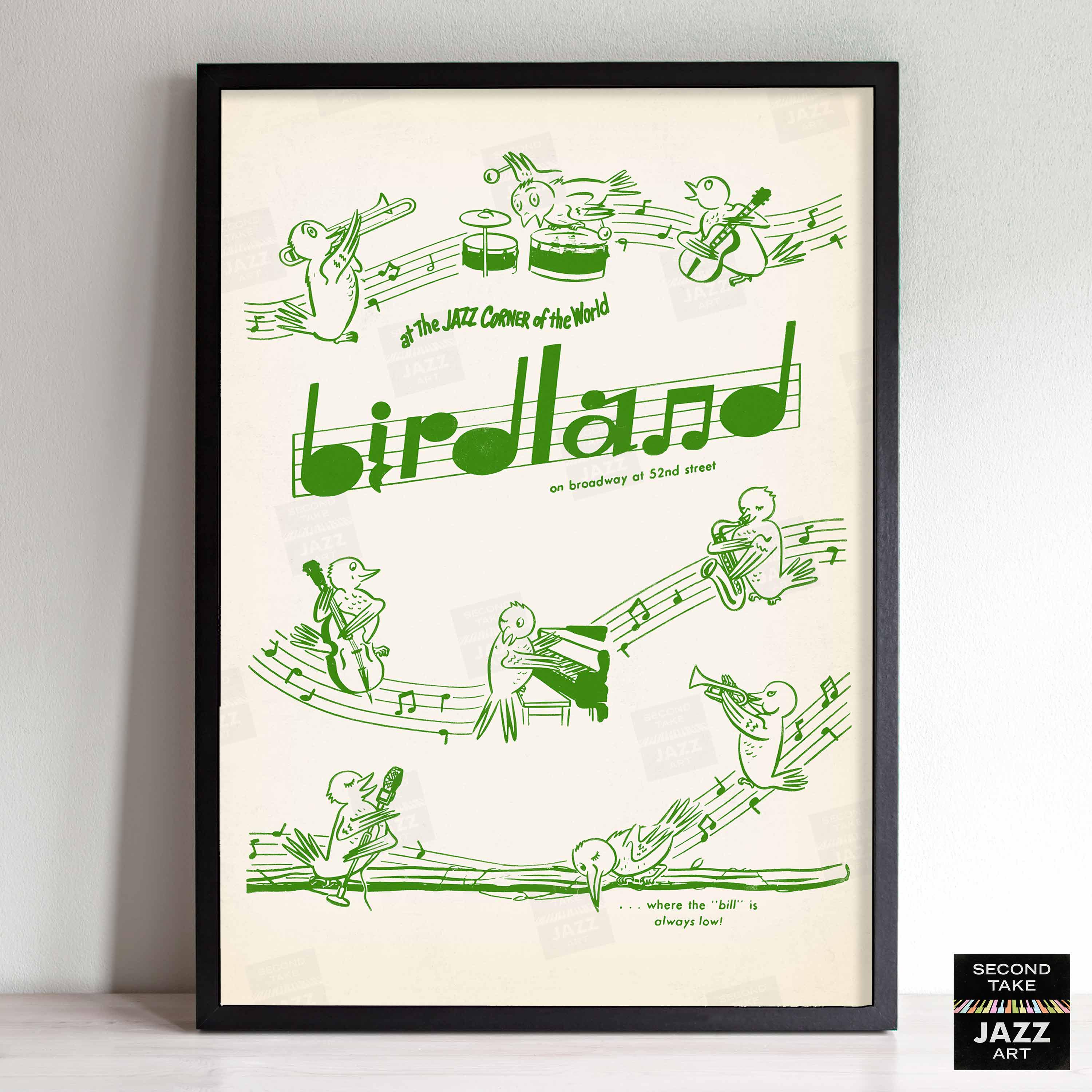 Birdland Jazz Poster - 52nd St - New York - 1950s (green Variant